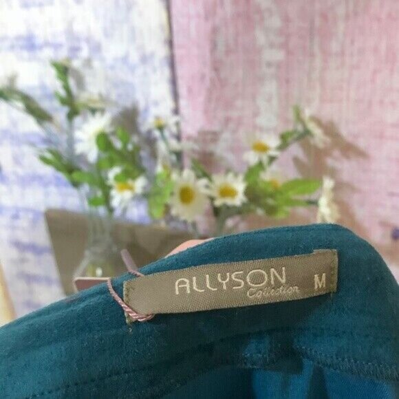 Embroidered Applique Trim Suede A Line Teal Summer Women Skirt BOUTIQUE ALLYSON - Picture 7 of 7